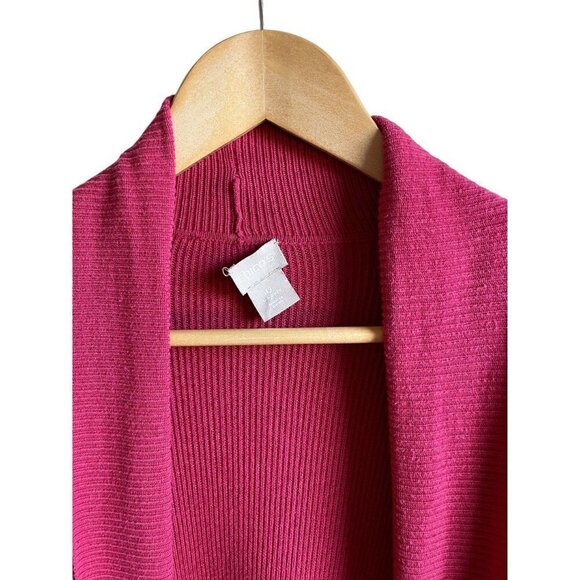 Chico's Size 0/US Size Small Pink Ribbed Open Duster Cardigan Sweater - Picture 4 of 6